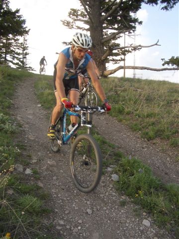 biker descending steep track